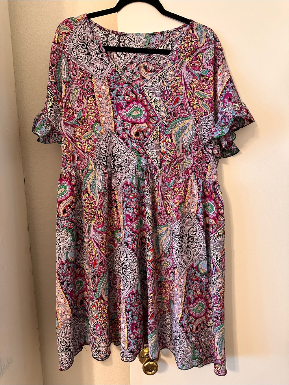 SHEIN Multicolor Paisley Midi Dress in Pink, Green, Yellow